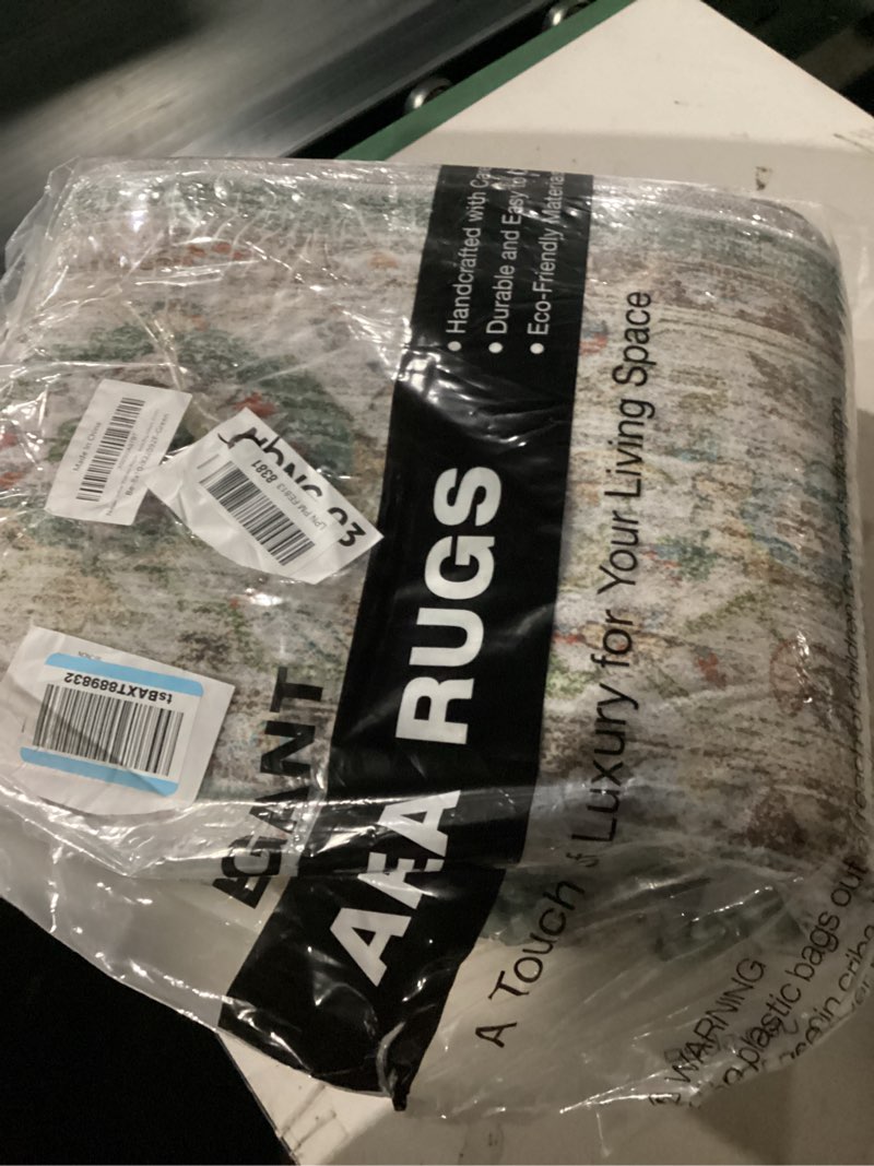 Condition photo showing New/Like New for washable rug 8x10 area rugs for living room - stain resistant non-slip backing rugs for bedroom - vintage large area rug (green, 8'x10') green 8' x 10' (rectangular)
