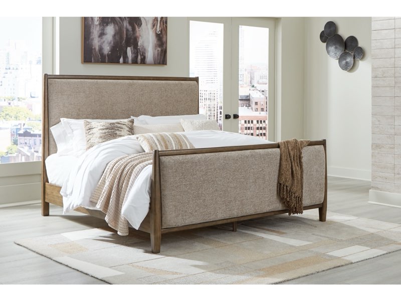 (Incomplete box 1 of 2)  similar photo Wood platm bed with upholsted headb full