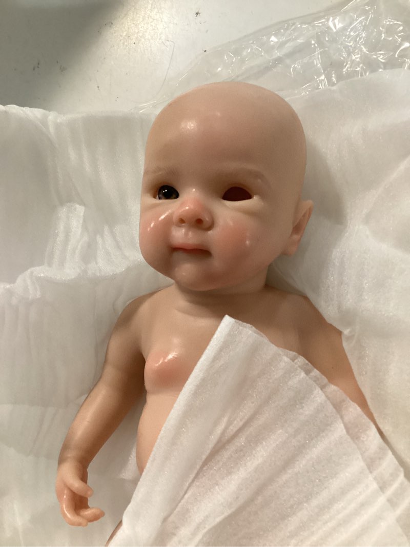 Condition photo showing As Is for gileutay 12 inch full body silicone baby doll girl lifelike reborn baby dolls realistic newborn dolls that look like real life babies bettie-open mouth