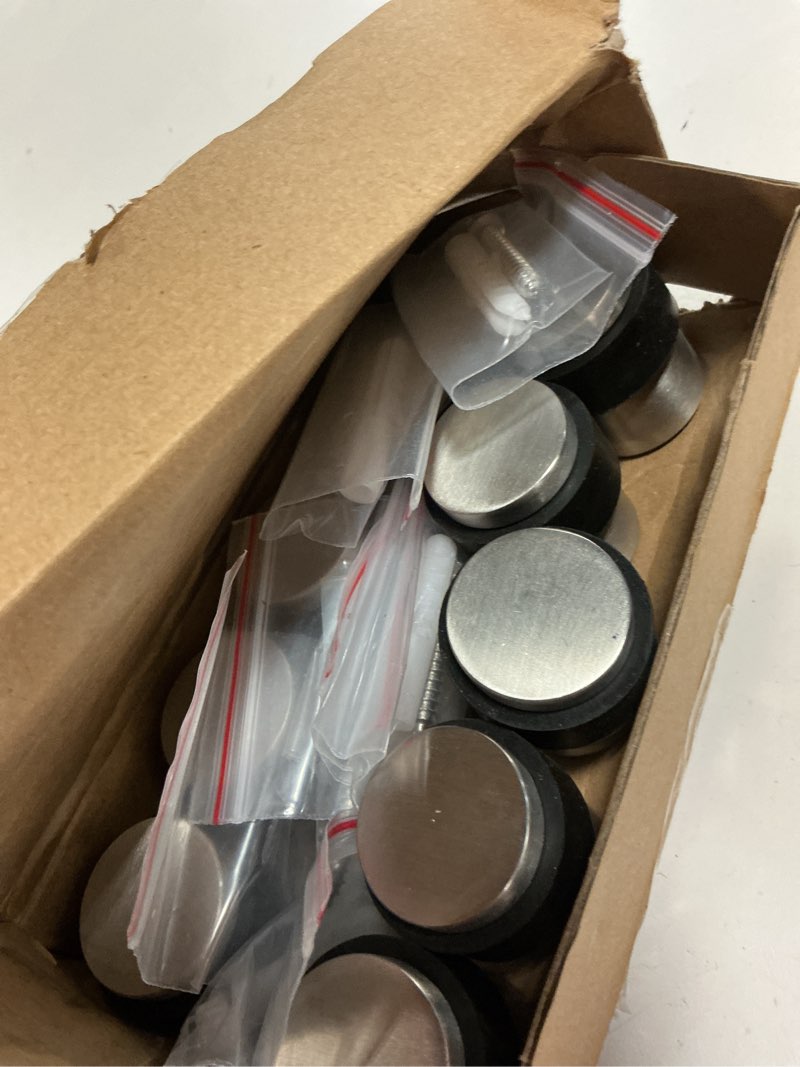 Condition photo showing Good Condition for sanato 10pcs nickel door stopper floor mounted with black rubber, cylindrical 304 stainless steel made 10 pieces silver