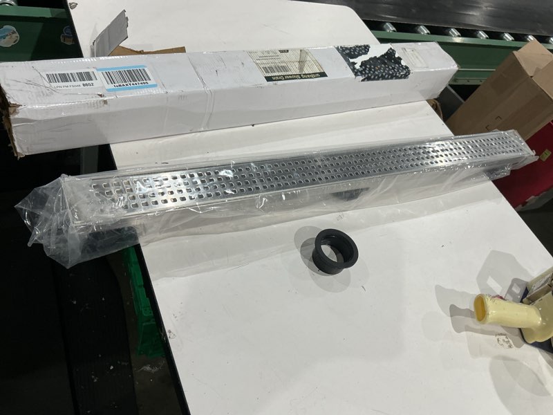 Condition photo showing Good Condition for webang 36 inch linear shower drain rectangular floor drain with accessories square hole pattern cover grate removable sus304 stainless steel cupc certified brushed brushed 36 inch