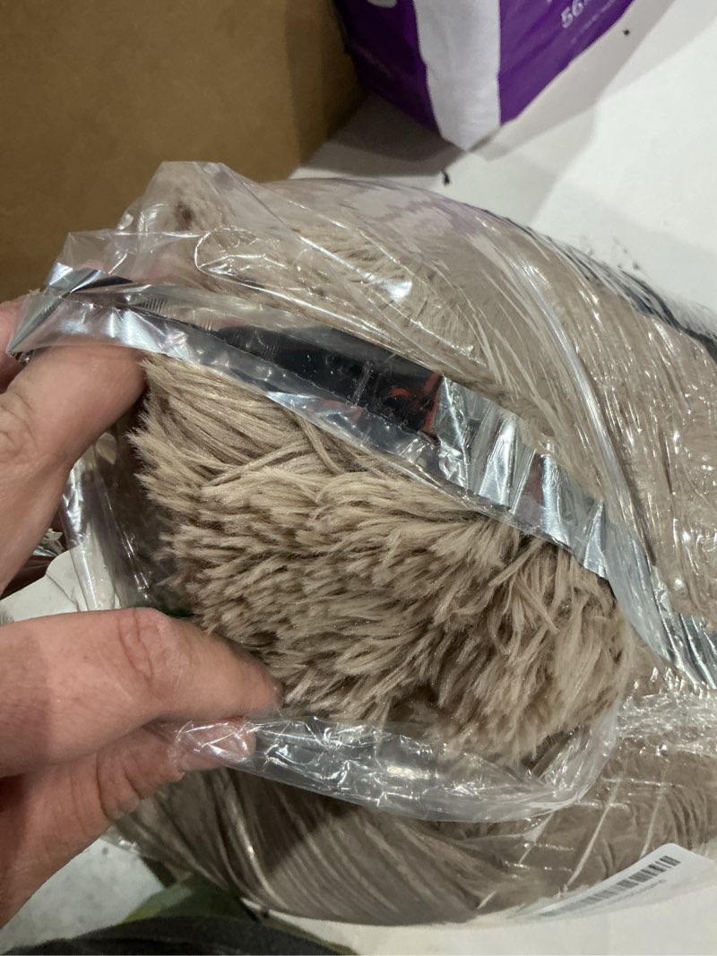 Condition photo showing Good Condition for bedsure calming cat beds for indoor cats - small cat bed washable 20 inches, anti-slip round fluffy plush faux fur pet bed, fits up to 15 lbs pets, camel 20"l x 20"w x 6"th camel