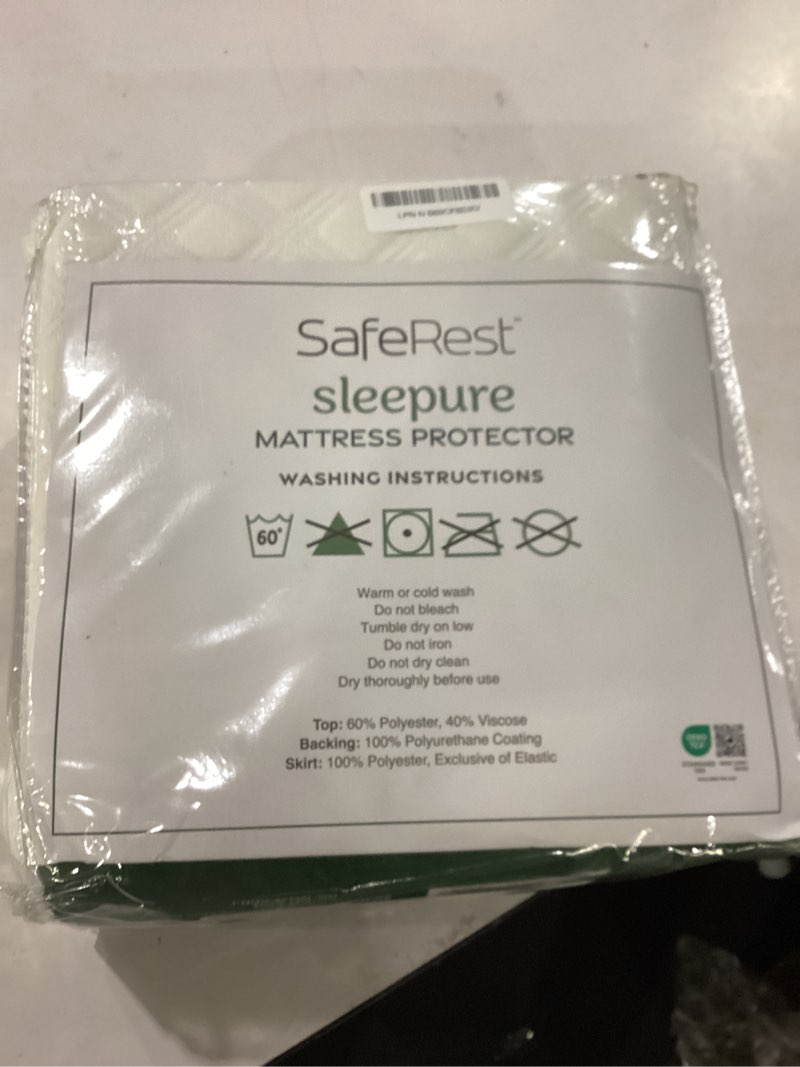 Condition photo showing New/Like New for SafeRest Sleepure Waterproof Mattress Protector King Size - Viscose Derived from Bamboo - Fitted with Stretchable Pockets - Machine Washable Cotton King Mattress Cover for Bed Viscose Blend King