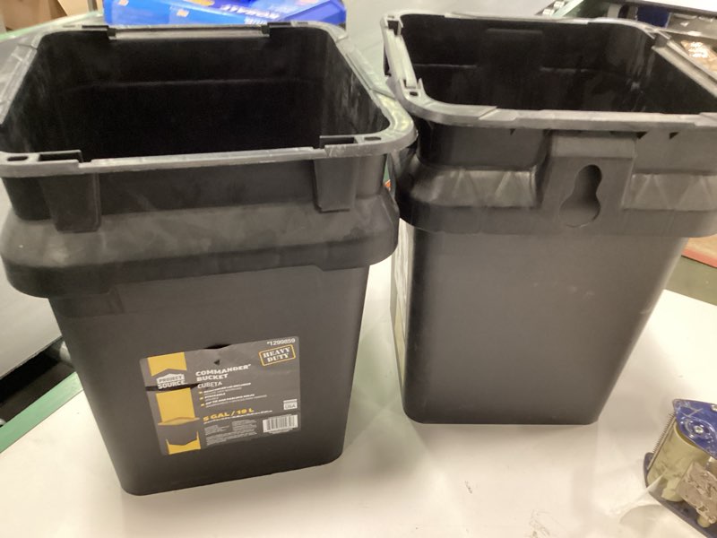 Condition photo showing As Is for Tough Box 2 Gallon Black Bucket with Yellow Lid ( incomplete  