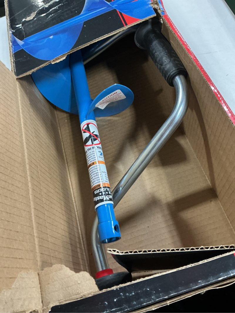 Condition photo showing New/Like New for Strike Master Mora 2-Piece Hand Auger, Lightweight Powder Blue Ice Auger with High-Performance Steel Blades and Adjustable Handle 7"