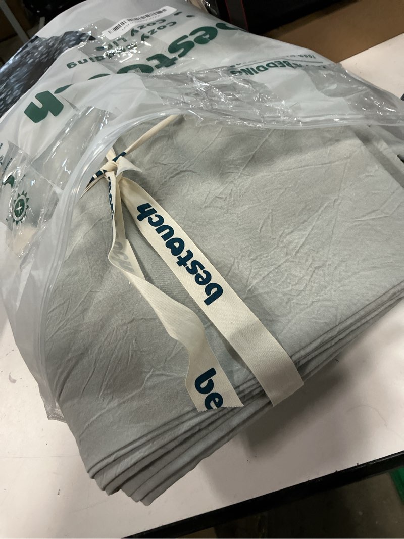 Condition photo showing New/Like New for bestouch duvet cover set 100% washed cotton linen feel super soft comfortable chic lightweight 3 pcs home bedding set solid northern droplet grey super king plus northern droplet grey (no comforter) super king plus (120" x 120")