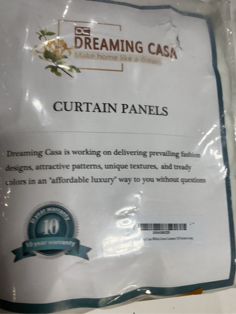 Condition photo showing New/Like New for Dreaming Casa White Linen Blend Semi Sheer Curtains 102 inches Long, Light Filtering Curtains Sheer Rod Pocket & Back Tab, Soft Window Privacy Drapes Living Room Bedroom, 2 Panels Set, Each W52 x L102 52"W x 102"L (Pack of 2) White