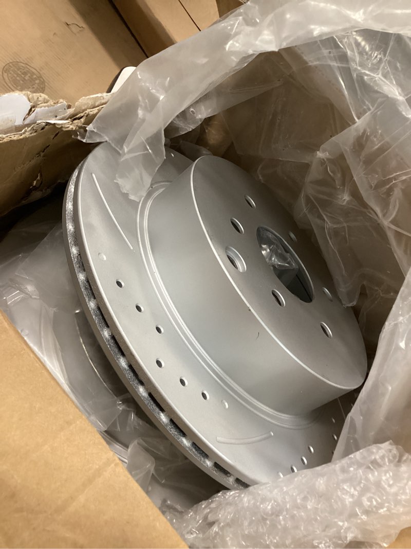 Condition photo showing Good Condition for powerstop front & rear brake kit for toyota tundra 2007-21 |land cruiser 2016-21 |sequoia 2008-22 - truck & tow carbon fiber ceramic brake pads + drilled & slotted rotors replacement, k2813-36