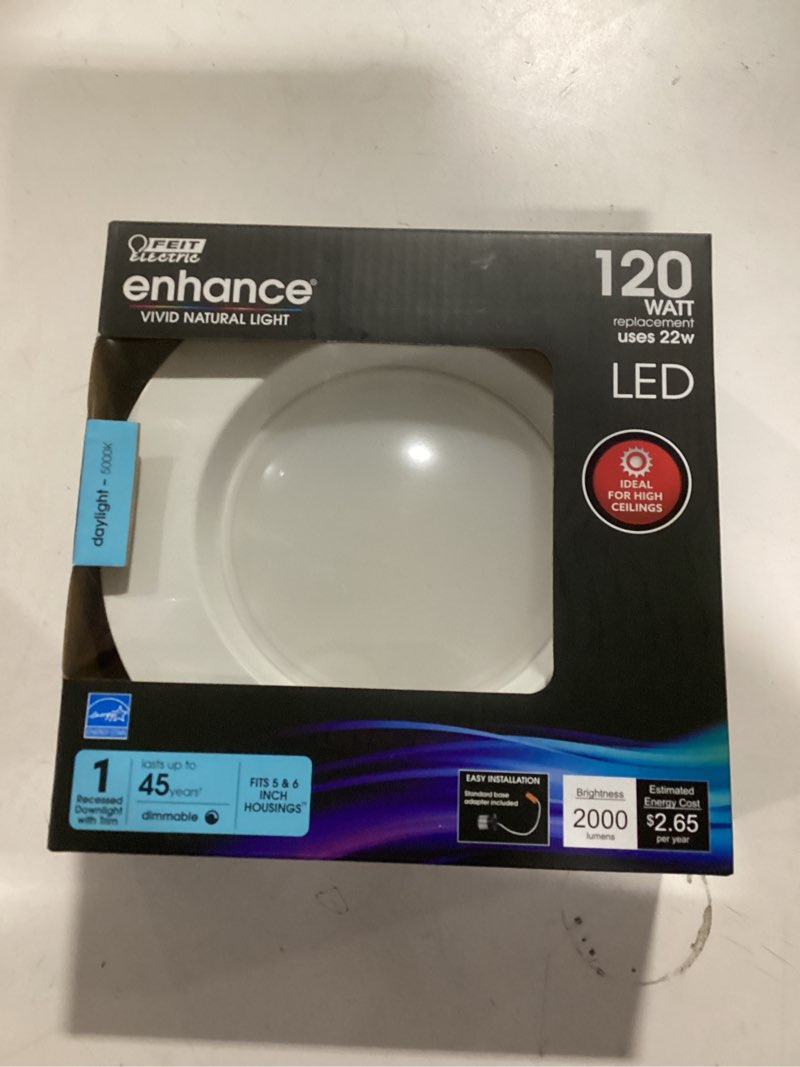 Condition photo showing Good Condition for Feit Electric 5 Inch or 6 Inch LED Recessed Lighting Retrofit Downlights, 120 Watt Equivalent High Output, 2000 Lumen 5000K Daylight, Dimmable, 6 Pack LEDR56XHO/950CA/6 6 Count (Pack of 1) 5000K + 120W