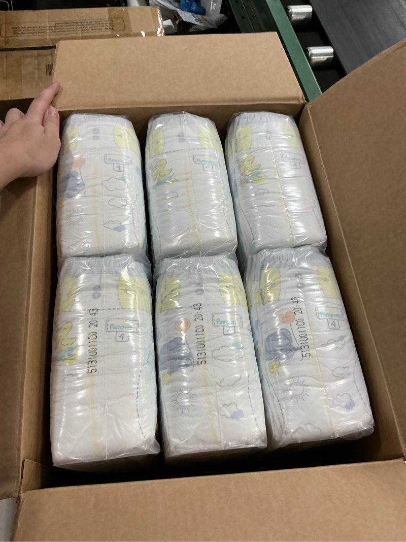 Condition photo showing New/Like New for pampers swaddlers diapers, size 4 (15-34 lbs), 150 count, absorbent, keeps baby dry and comfortable, skin safe disposable baby diaper (packaging may vary) size 4 150