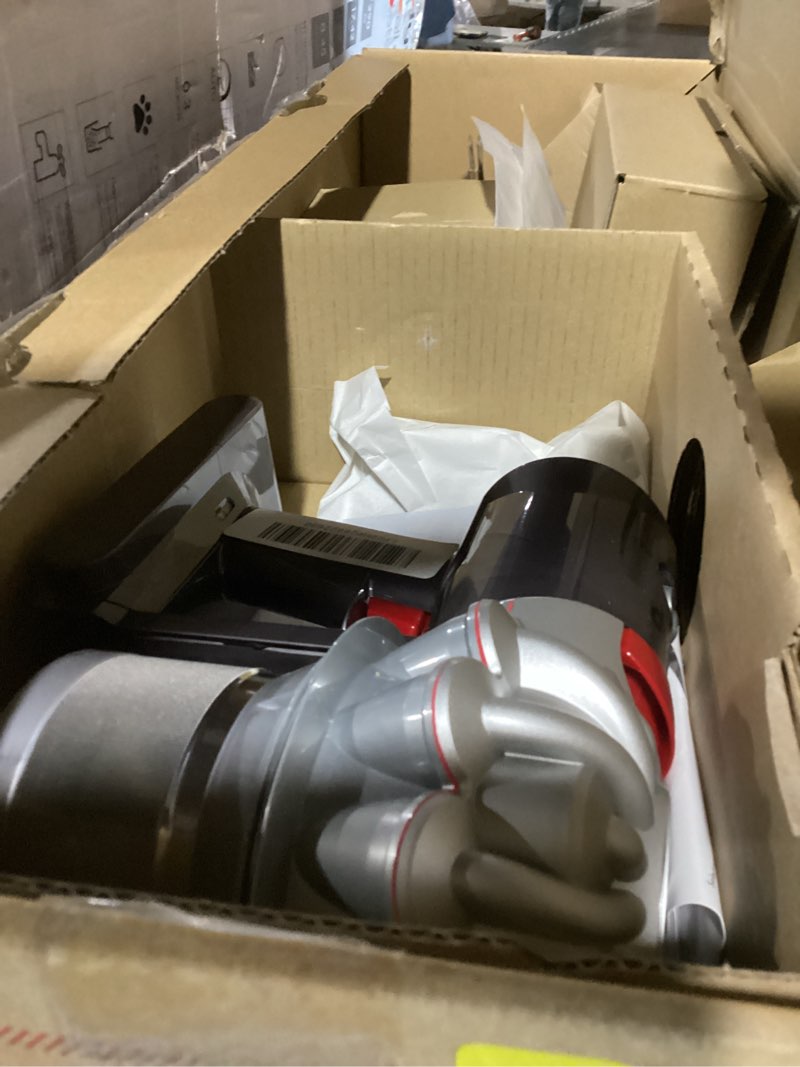 Condition photo showing As Is for dyson v8 plus cordless vacuum, cleans hard floors and carpets, detangles, converts to handheld, 115aw, 2 power modes, up to 40 minutes¹