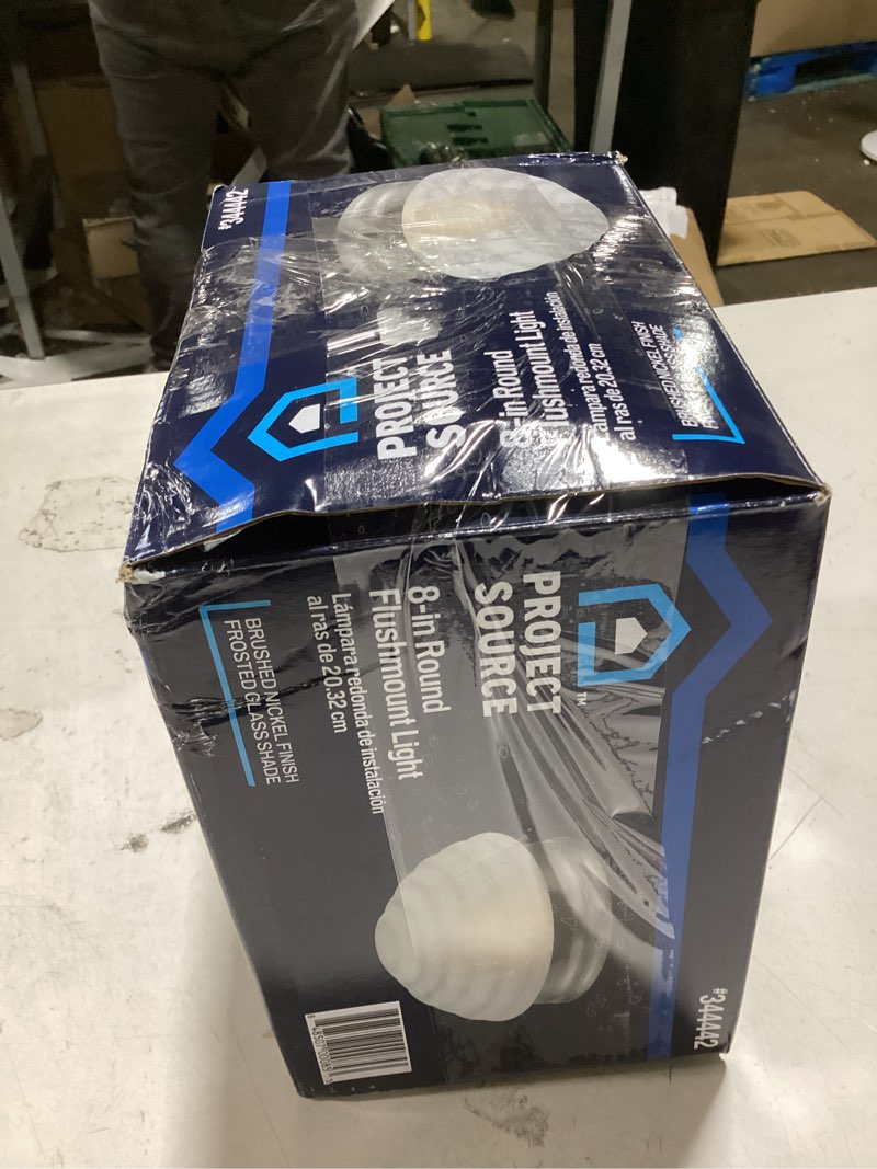 Condition photo showing As Is for flush mount light 7.48-in w brushed nickel project source