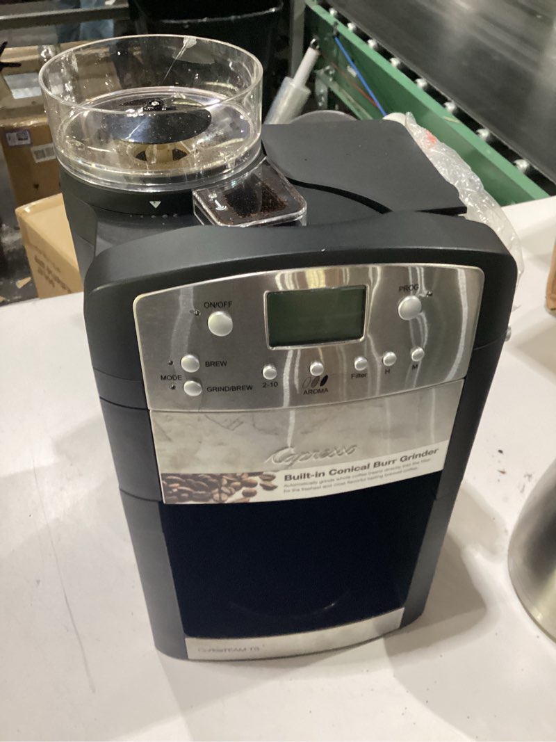 Condition photo showing Good Condition for used capresso 465 coffeeteam ts 10-cup digital coffeemaker with conical burr grinder and thermal carafe stainless steel carafe coffeemaker