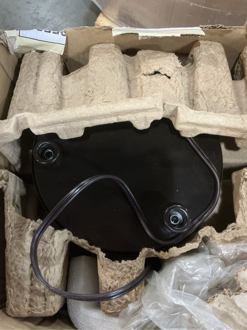 Condition photo showing As Is for allen + roth latchbury 66.55-in bronze multi-head floor lamp with glass shade
