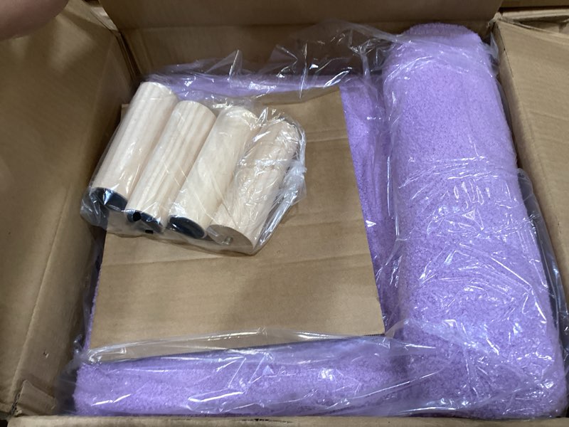 Condition photo showing Good Condition for dog ramp for small dogs and cats – 2-in-1 dog ramp for couch and low bed, 16.5'' foldable wooden pet ramp, sturdy multi-use split ottoman design, light purple