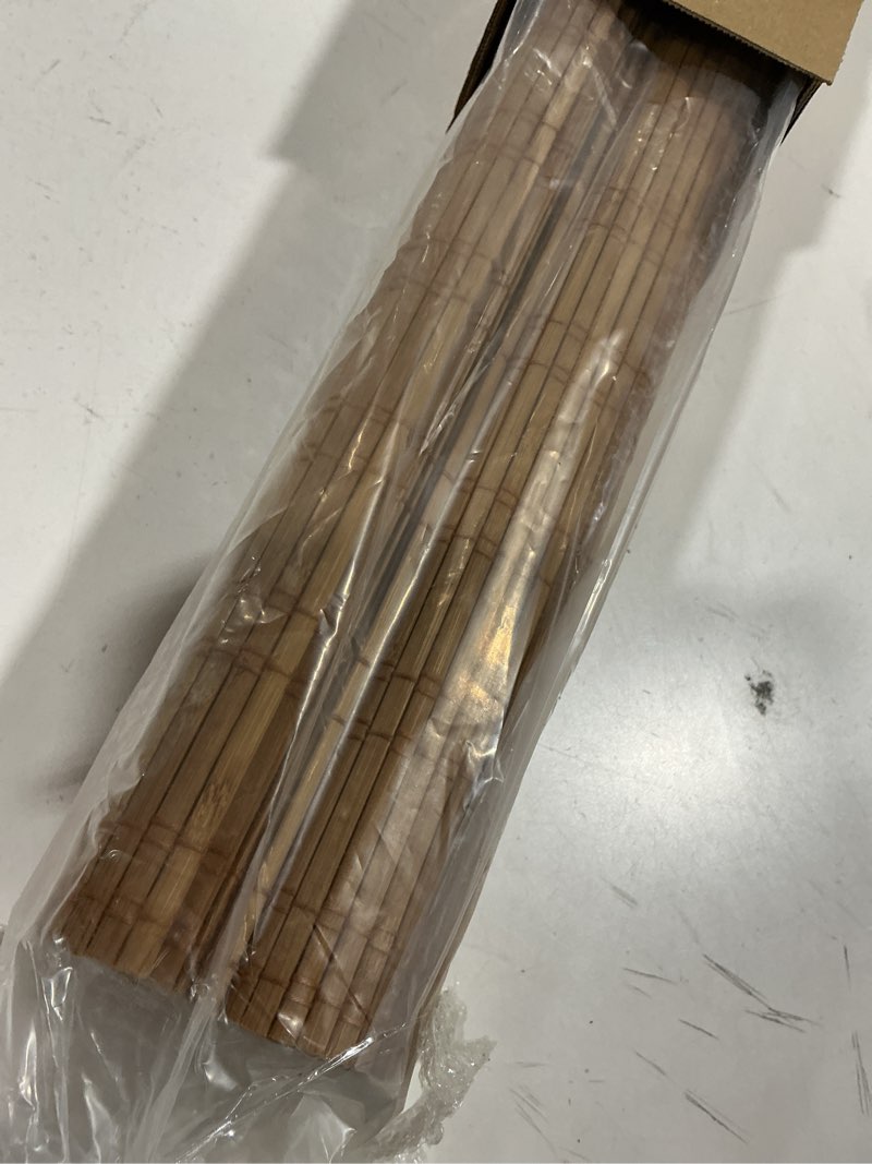 Condition photo showing As Is for LazBlinds No Tools No Drill Cordless Bamboo Roman Shades, Light Filtering Window Treatment, Roll Up Bamboo Blinds for Window 30'' W x 64'' H, Ceylon Light Russet Ceylon Light Russet 30'' W x 64'' H