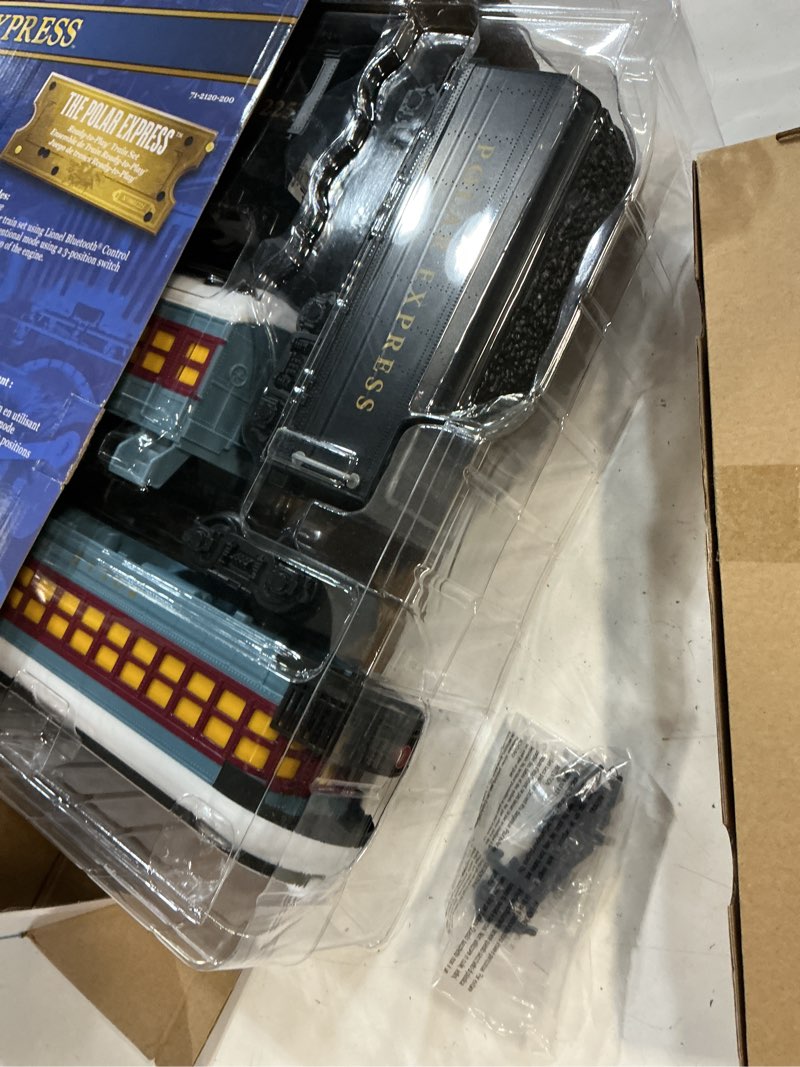 Condition photo showing New/Like New for lionel battery-operated the polar express toy train set with bluetooth, locomotive, train cars, & track with authentic train sounds, lights, & water vapor smoke effects for kids 4+