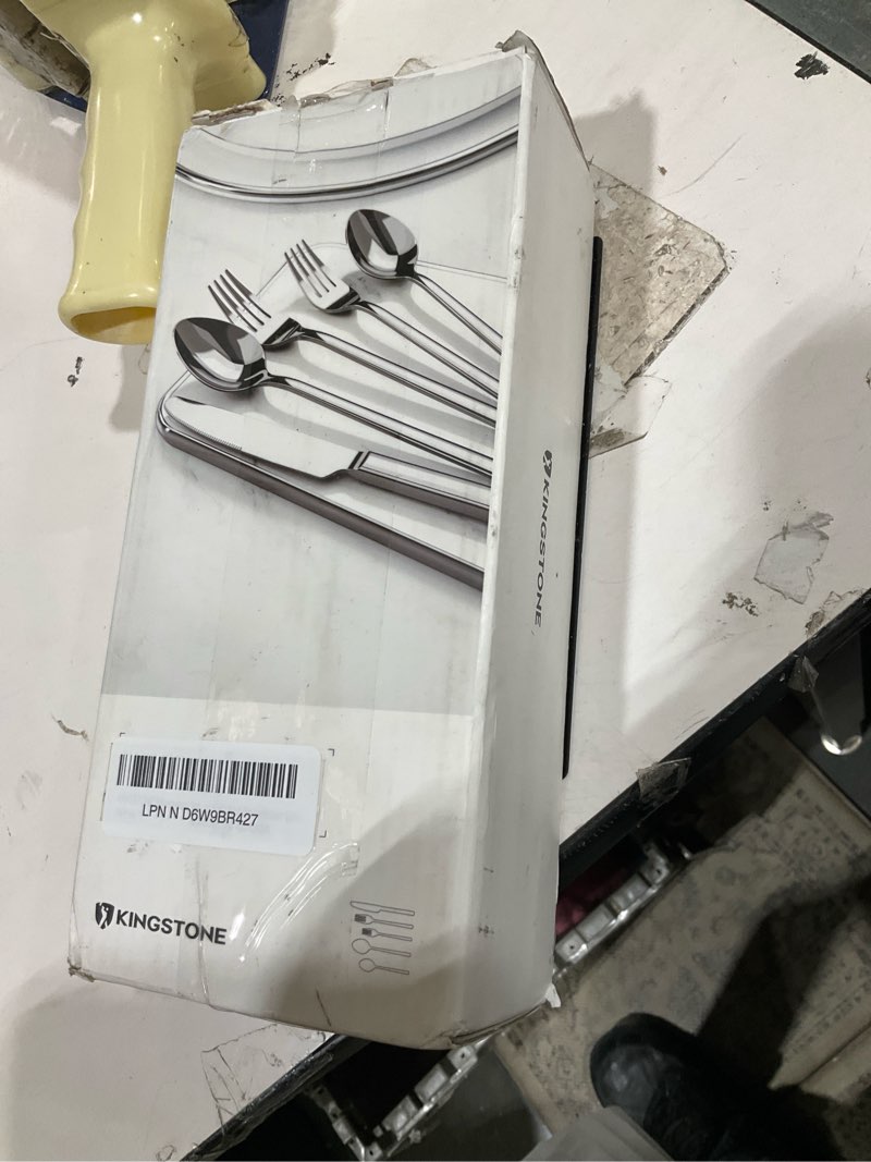 Condition photo showing Good Condition for kingstone 40 piece silverware set, flatware set for 8, 18/10 stainless steel cutlery set mirror polished modern design dishwasher safe silver 40 pieces for 8