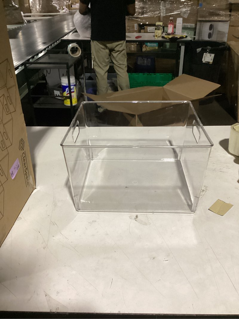 Condition photo showing Good Condition for ClearSpace Clear Plastic Storage Bins – XL 8 Pack Perfect Kitchen or Pantry Organization Fridge Organizer and Storage Bins, Cabinet Organizers