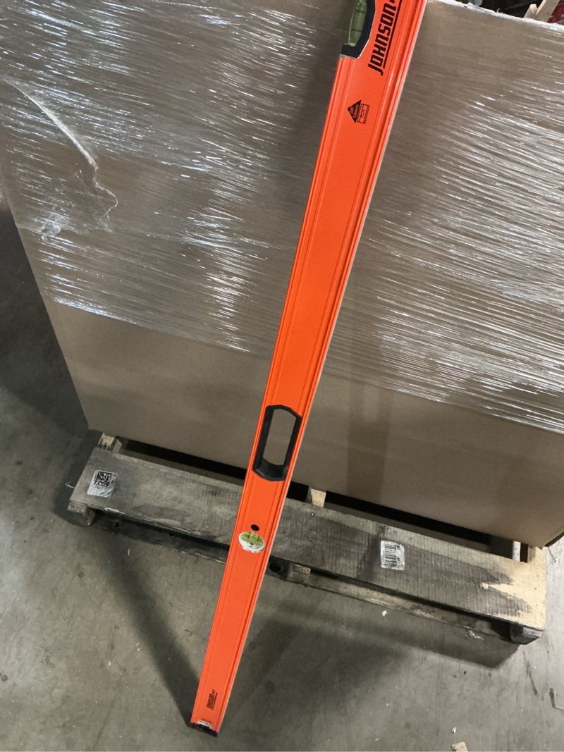 Condition photo showing As Is for johnson level aluminum 96-in 3 vial box beam level 