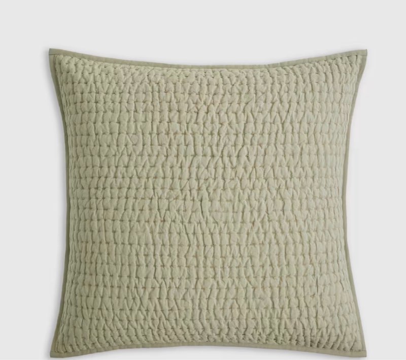 quince european linen cotton stitch euro sham in sage