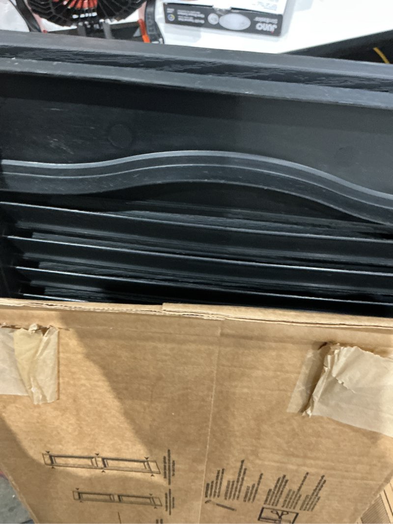 Condition photo showing Good Condition for builders edge open louver vinyl shutters(((clor black ))