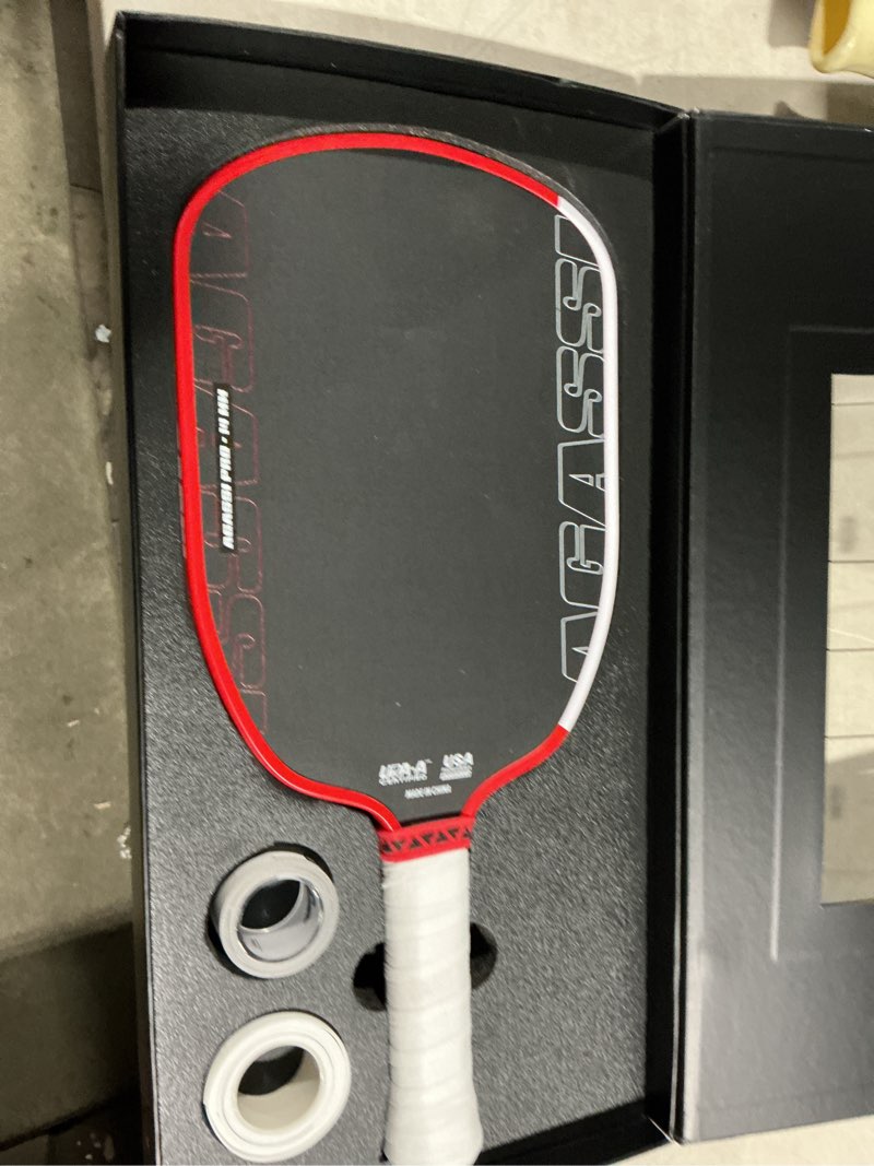 Condition photo showing Good Condition for joola graf pro iv 16mm pickleball paddle w/extended sweet spot - carbon fiber surface increases spin & control - sk film for power & larger sweet spot - upa-a certified - usap approved - nfc chip single | 16mm carbon | graf pro