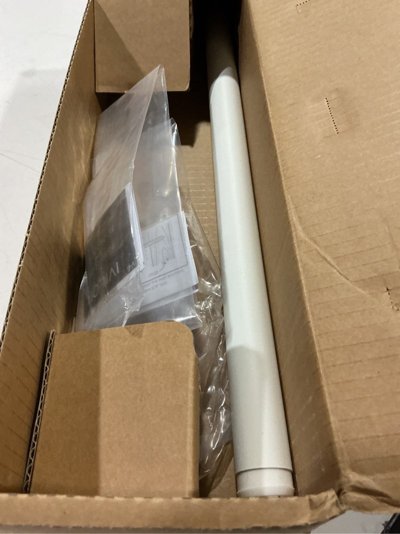 Condition photo showing As Is for ivilon drapery window curtain rod - knob design, 1 inch rod, 28 to 48 inch. ivory/white 28" to 48" ivory