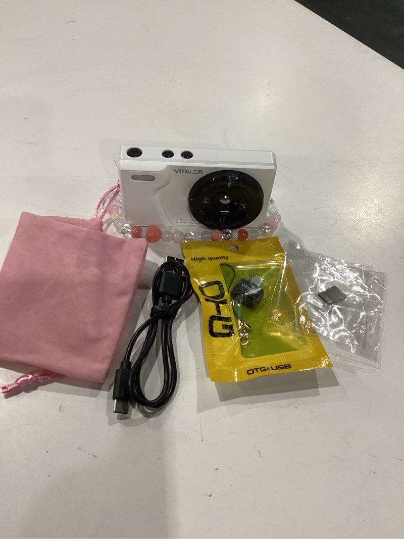Condition photo showing New/Like New for Vitaler Digital Camera with Front Rear Lens, Autofocus 64MP 4K Camera for Photography with 32GB Card, Portable Compact Point and Shoot Camera for Teens Adult Beginner with Metal Shell, 2000mAh Battery White 64MP With Dual Lens