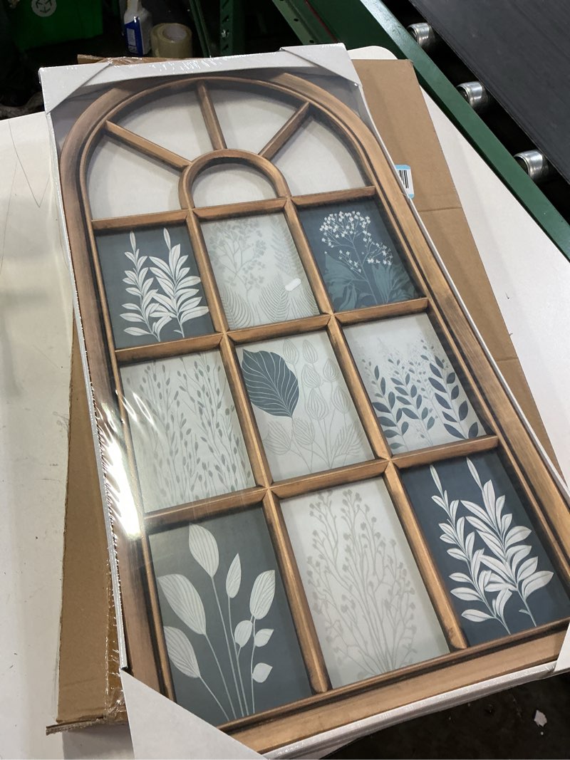Condition photo showing New/Like New for j.m.deco arched collage picture frames for wall decor, holds 9 pieces 4 x 6 photos, gallery photo frame wall hanging - retro gold retro gold - 1 pack