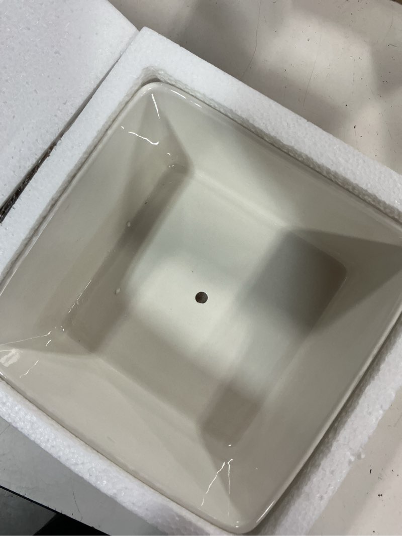 Condition photo showing Good Condition for 7 inch square white ceramic succulent cactus plants planter pot with drainage bamboo tray ?large?