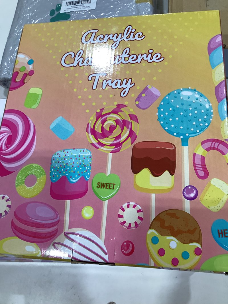 Condition photo showing New/Like New for 11" acrylic number charcuterie board box, reusable fillable number cake candy dish display serving tray for birthday anniversary party decoration (6) number 6 medium - 11''