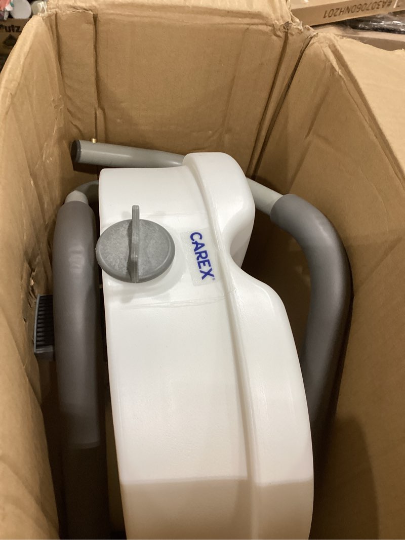 Condition photo showing As Is for carex e-z lock raised toilet seat with handles, 5" toilet seat riser with arms, handicap raised toilet seat for seniors and elevated toilet seat 1 count (pack of 1) adjustable,elongated