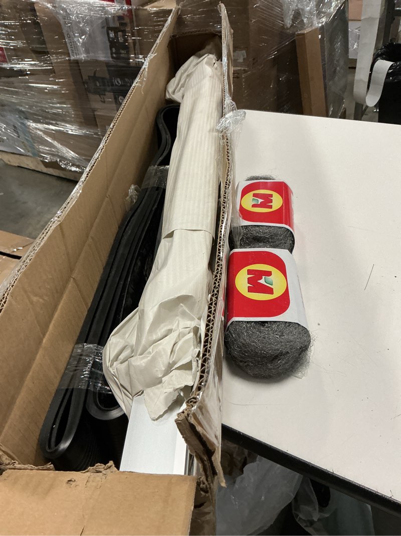 Condition photo showing Good Condition for garage door seals, heavy-duty garage door seals bottom rubber with rodent proof steel wool, aluminum track retainer base with brush seal kit, universal garage weather stripping kit (16.5ft) 16.5 feet steel wool