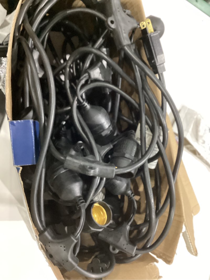 Condition photo showing As Is for harbor breeze 48-ft plug-in black indoor/outdoor string light with 24 white -light led edison bulbs