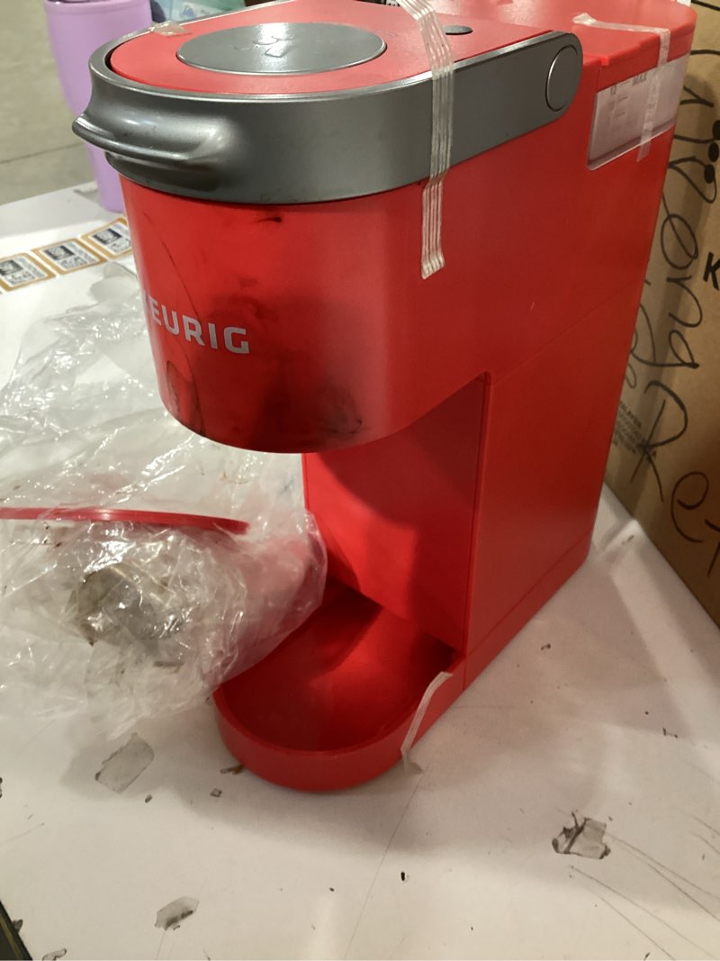 Condition photo showing As Is for keurig k-express single serve k-cup pod coffee maker, 3 brew sizes, strong button feature, 42oz removable reservoir, lavender