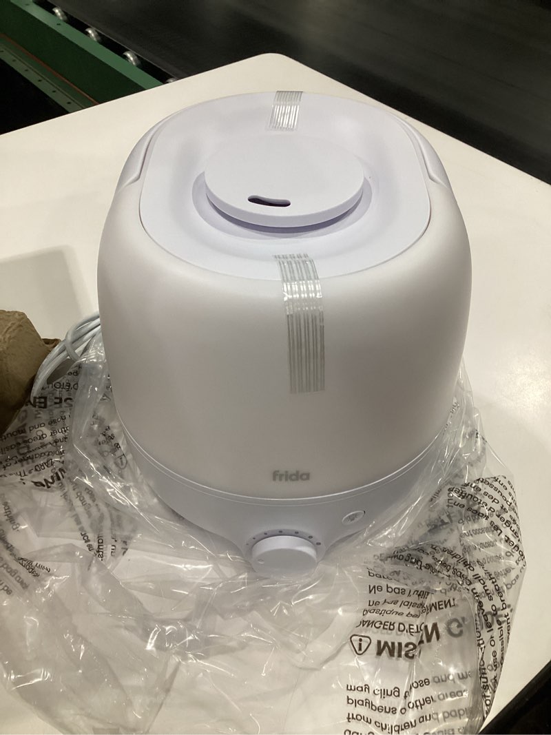 Condition photo showing item condition for (not tested) frida baby 3-in-1 cool mist humidifier for large rooms, top fill humidifier for bedroom, allergy relief, 60 hour runtime + nightlight, auto shut-off, quiet, carry handle, essential oil diffuser