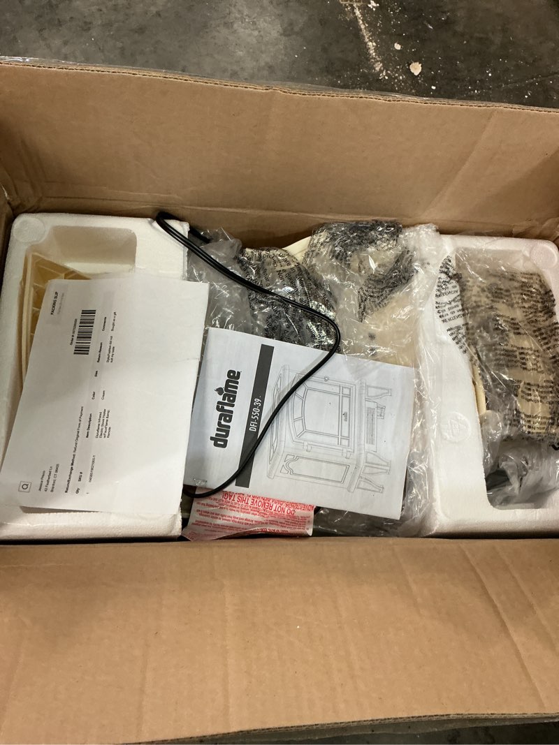 Condition photo showing As Is for Duraflame Electric Fireplace Stove 1500 Watt Infrared Heater with Flickering Flame Effects - Cream