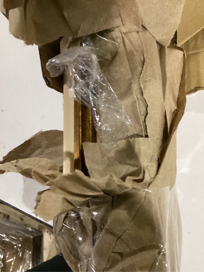 Condition photo showing As Is for DIY Canvas Frame for 12x16 Art Prints Oil Paintings, 2.6" Wide Minimalist Open Back Wall Frames for Landscape Family Animal Memorial Portraits, No Cover & Back (Black Gold) Black Gold with Liner 12x16",NO Glass & Backing