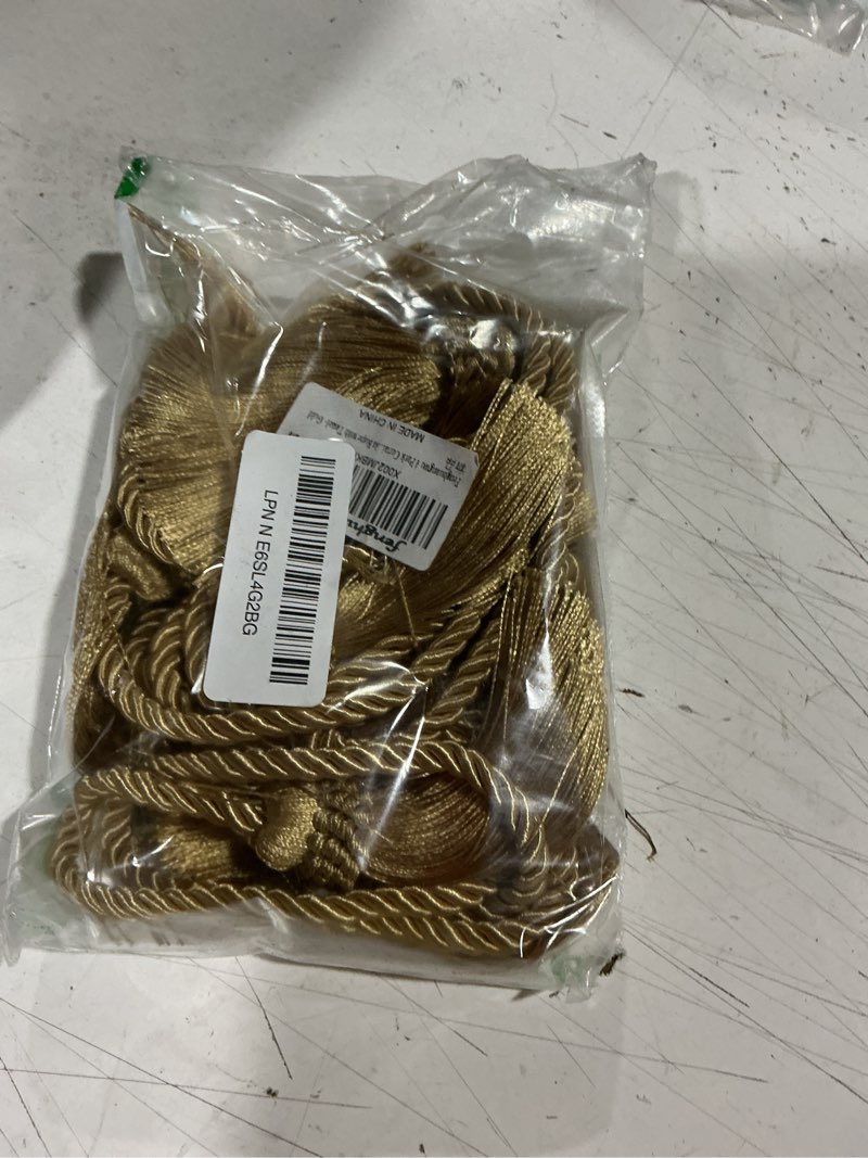 Condition photo showing As Is for curtain tiebacks handmade decorative curtain holdbacks rope with tassel (gold, 4p) gold 4p