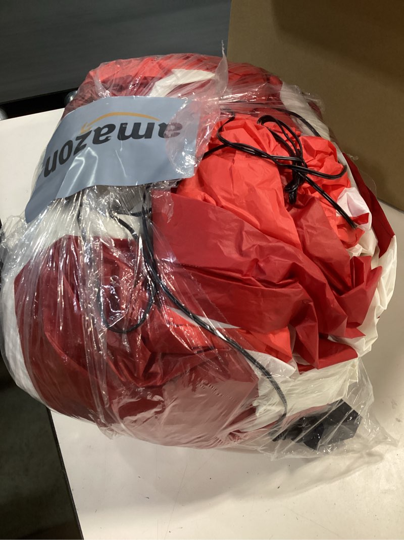 Condition photo showing As Is for 6FT Christmas Inflatable Decorations Hanging Santa Built-in Bright LEDs, Climbing Santa Claus with Gift Bag Christmas Roof Blow Up Yard Inflatables Decoration for Window Wall Outdoor Xmas New Year