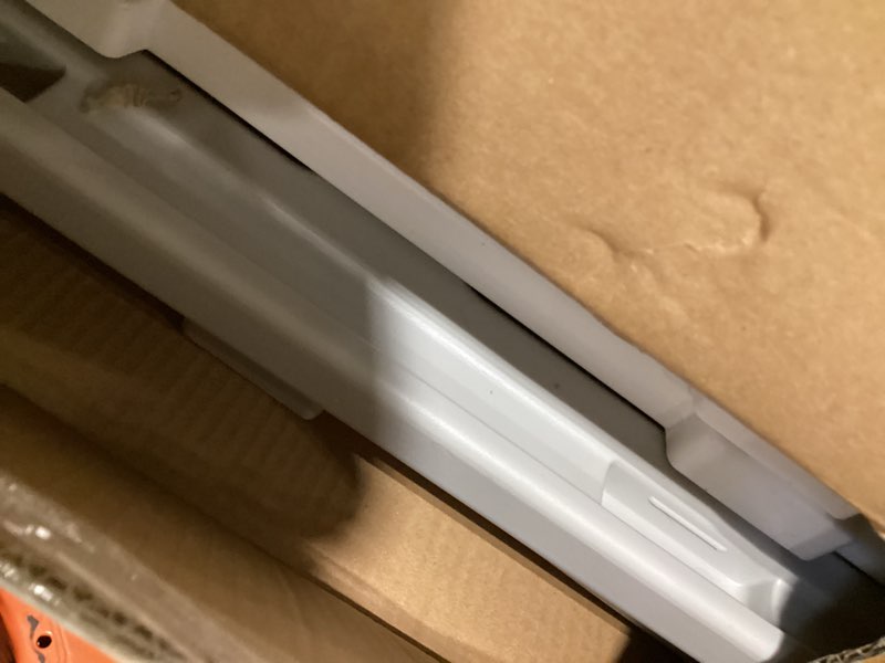 Condition photo showing As Is for waterproof cat house for outdoor cats, plastic feral cat house with escape door and soft mat, large indoor cat shelter for mutiple cats - grey grey house+mat