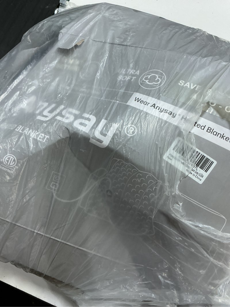 Condition photo showing As Is for heated blanket full size with 1/2/4/6/8 hours auto-off 10 heat level, 62'' * 84'' cozy faux rabbit fur bubble electric blanket with overheat protection(dark grey) dark grey 62''*84''