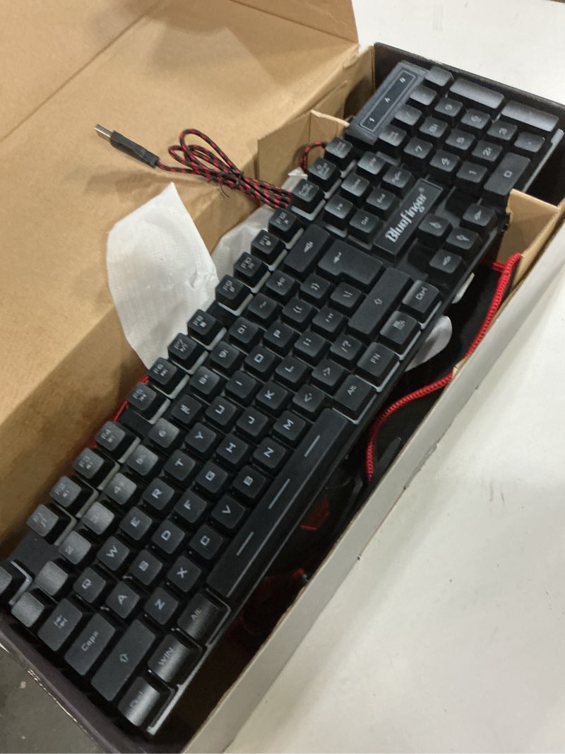 Condition photo showing Good Condition for BlueFinger RGB Gaming Keyboard and Backlit Mouse and Headset Combo, USB Wired Backlit Keyboard, LED Gaming Mouse Set, Headset with Microphone for Laptop PC Computer Game and Work Black