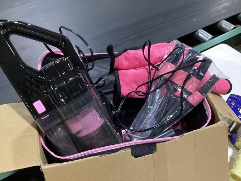 Condition photo showing As Is for viewsun 17pcs car cleaning kit, pink car interior detailing kit with high power handheld vacuum, detailing brush set, windshield cleaner, cleaning gel, complete auto accessories for women gift pink 17pcs