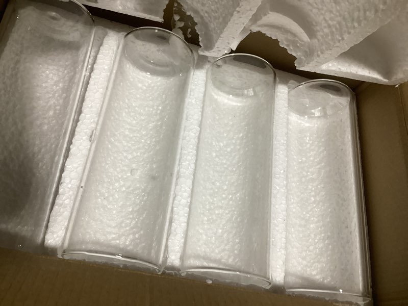 Condition photo showing Good Condition for 12 Pack 6.5" Tall x 2.4" Diameter Clear Glass Cylinder Vases-Flower Vases for Centerpieces, Hurricane & Floating Candle Holders for Weddings, Parties, Home Decor,Table Displays