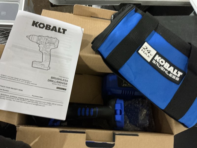 Condition photo showing Good Condition for kobalt 24-volt 1/2-in keyless brushless cordless drill (1-battery, charger and soft bag included)
