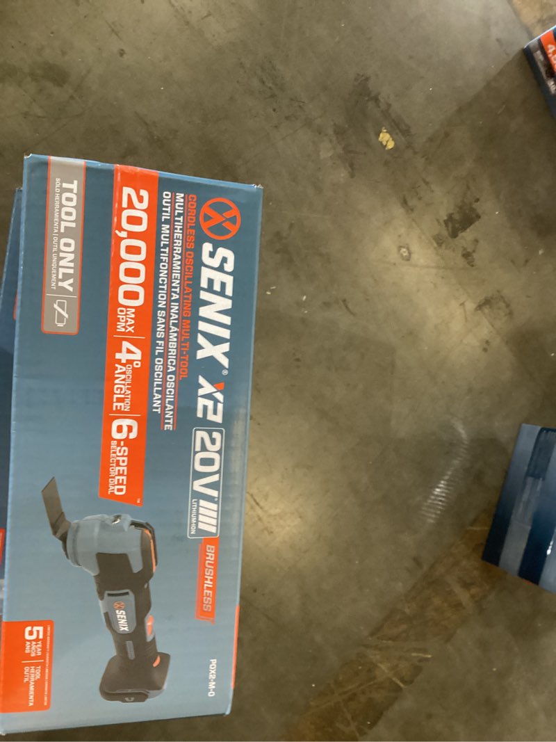 Condition photo showing New/Like New for senix 20 volt max* cordless oscillating multi-tool kit, 20,000 opm, 4°oscillation angle, 6-speed selector, tool-free clamp system & led light,tool only,pox2-m-0