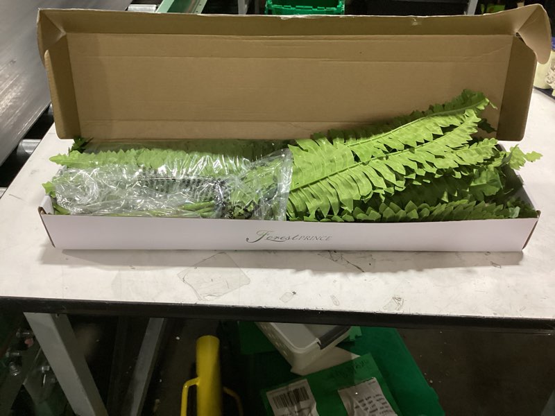 Condition photo showing Good Condition for forest prince 35" ferns artificial bush plants large, 2 artificial boston ferns with 39 fronds for outdoors home decor