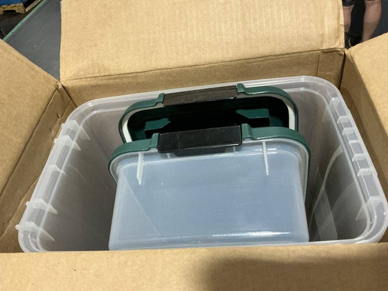 Condition photo showing Good Condition for iris usa remington dog food storage container, 30 lbs, 11 lbs, airtight, stackable, wheels, food storage, treat box, 2-cup scoop